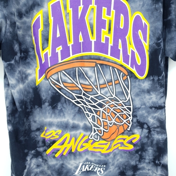 Y&R Lakers Los Angeles Basketball Grey Black Tie Dye Soft T Shirt Unisex XL - Picture 3 of 7